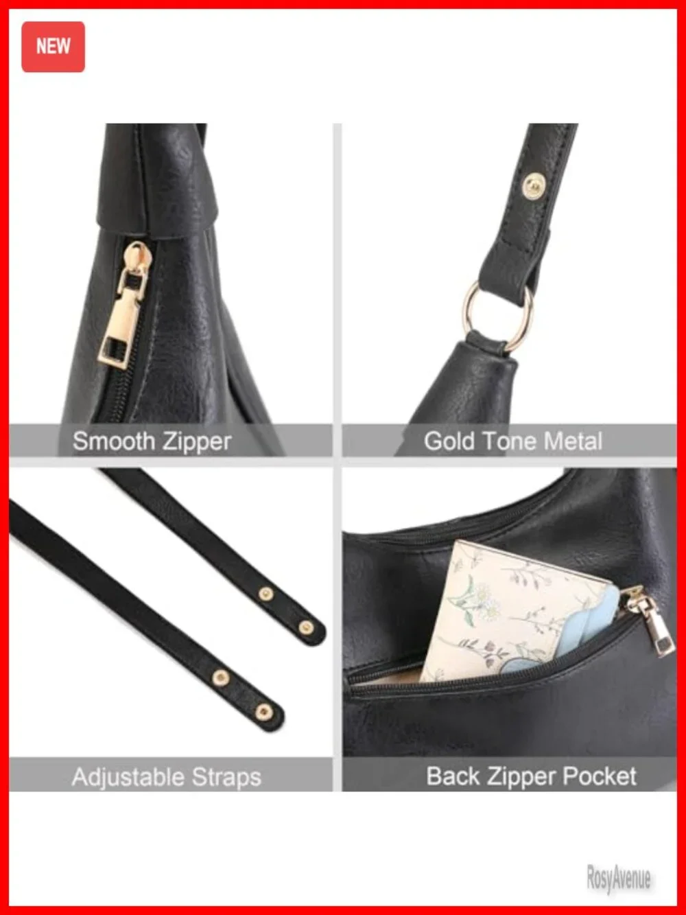 Ultra Soft Foldable Vegan Leather Shoulder Bag Hobo Handbag Crossbody Tote